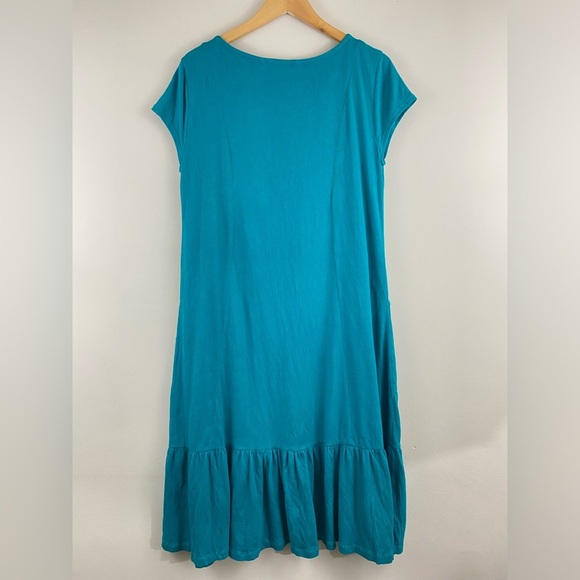 Soft Surroundings Short Sleeve Fleur Midi Dress in Peacock Green Size small - Picture 4 of 9